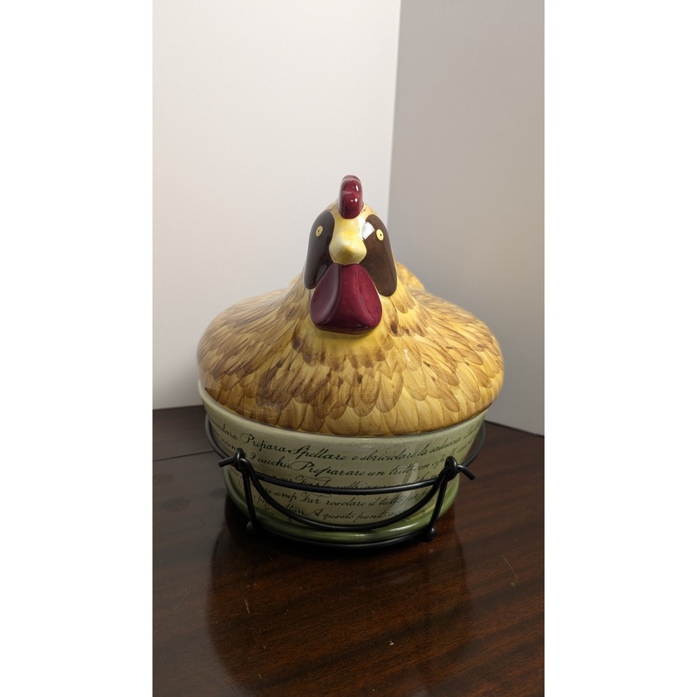 Temp-tations Tara Old World Chicken Covered Baker Roaster Dish with Stand 11in - Picture 4 of 15